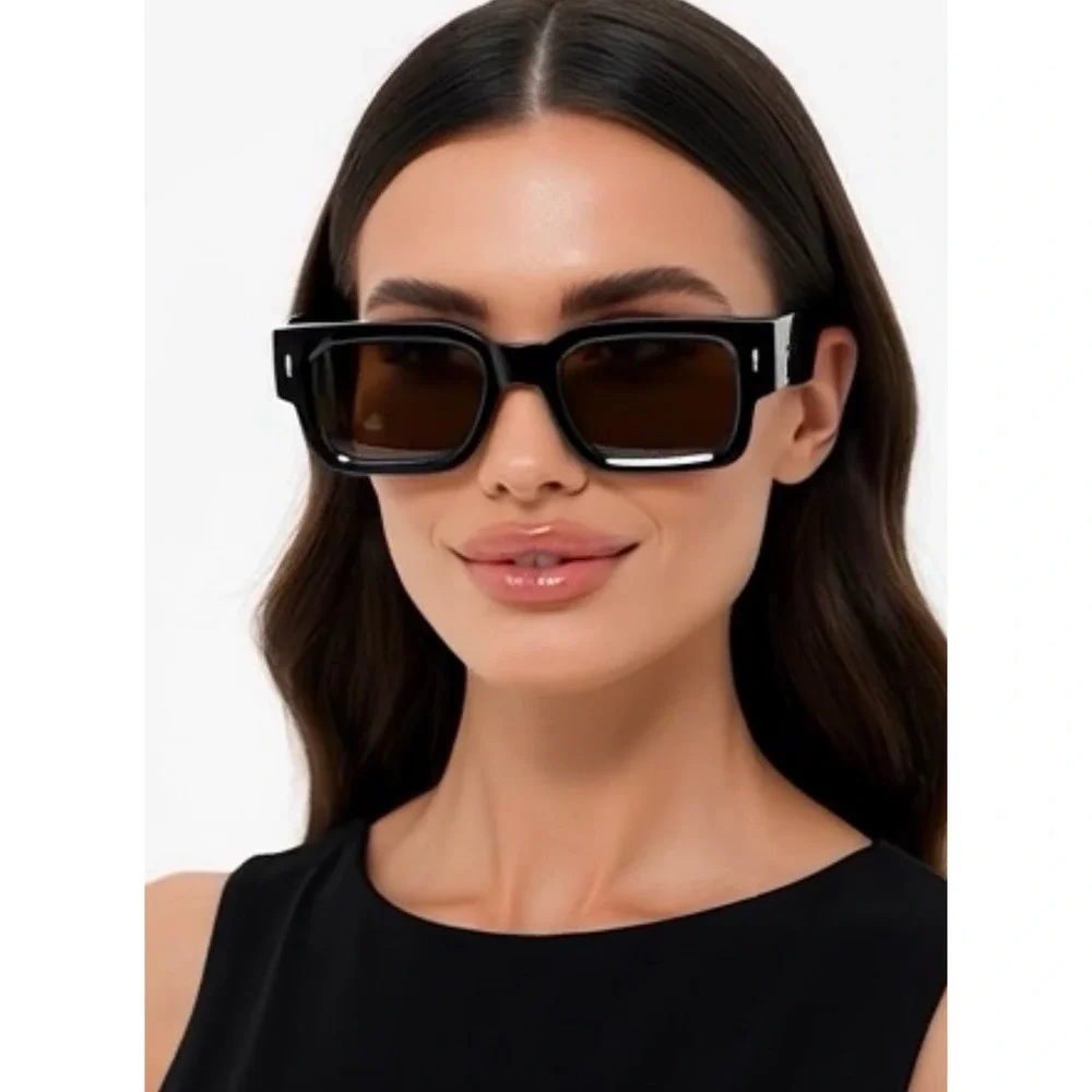 Black Square Sunglasses‎ Brown Lens Fashion Eyewear Women Shades Female Stylish